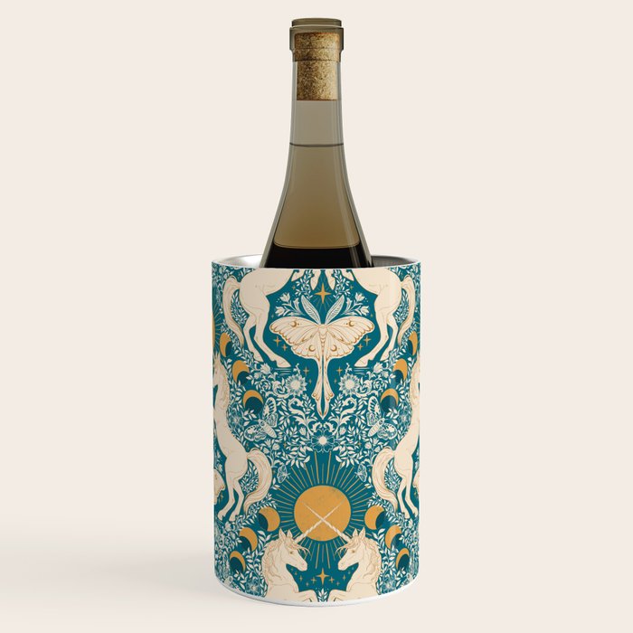 Celestial Unicorns In Turquoise and Gold Wine Chiller Gallery Image 3