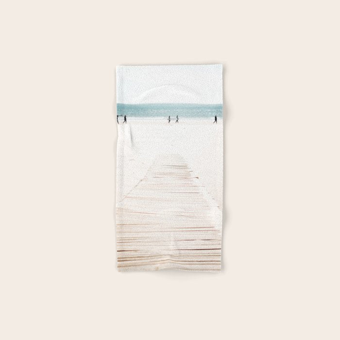 Surf Walk - beach print - surfers - walkway - ocean - sea travel photography Bath Towel Gallery Image 1