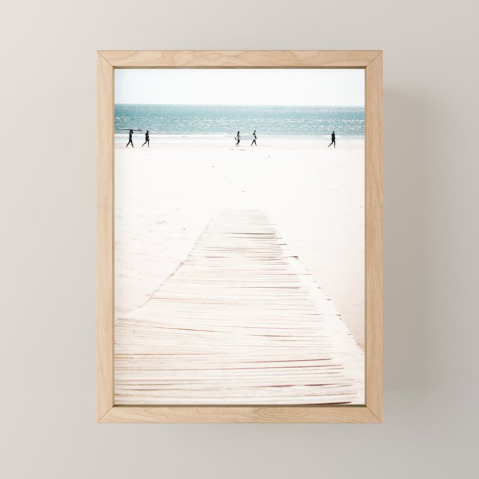 Surf Walk - Beach Print - Surfers - Walkway - Ocean - Sea Travel Photography Mini Art Print