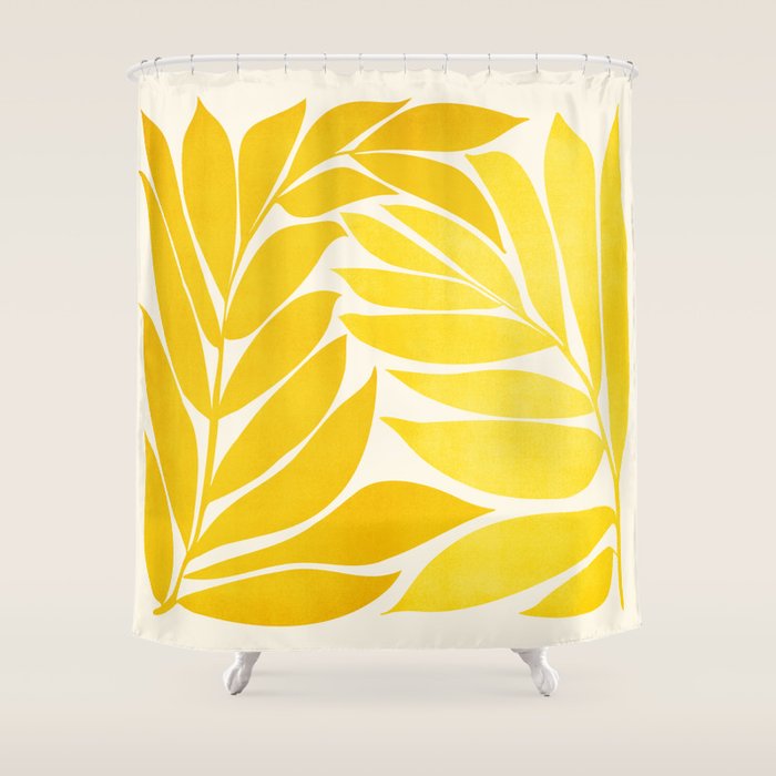 Mid Mod Vines in Yellow Shower Curtain Gallery Image 1