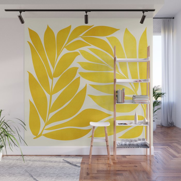 Mid Mod Vines in Yellow Wall Mural Gallery Image 1