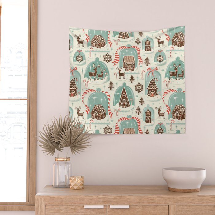 Gingerbread Village Cream Wall Tapestry Gallery Image 2