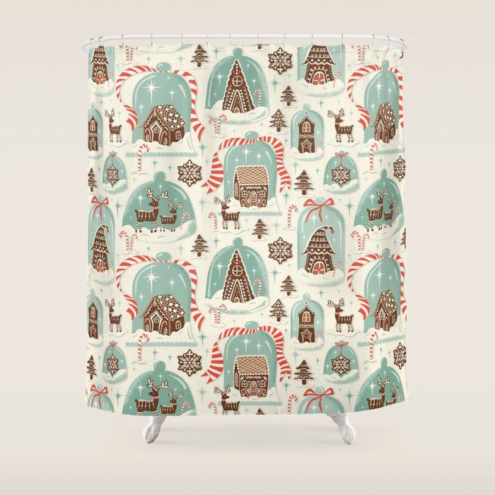 Gingerbread Village Cream Shower Curtain Gallery Image 1