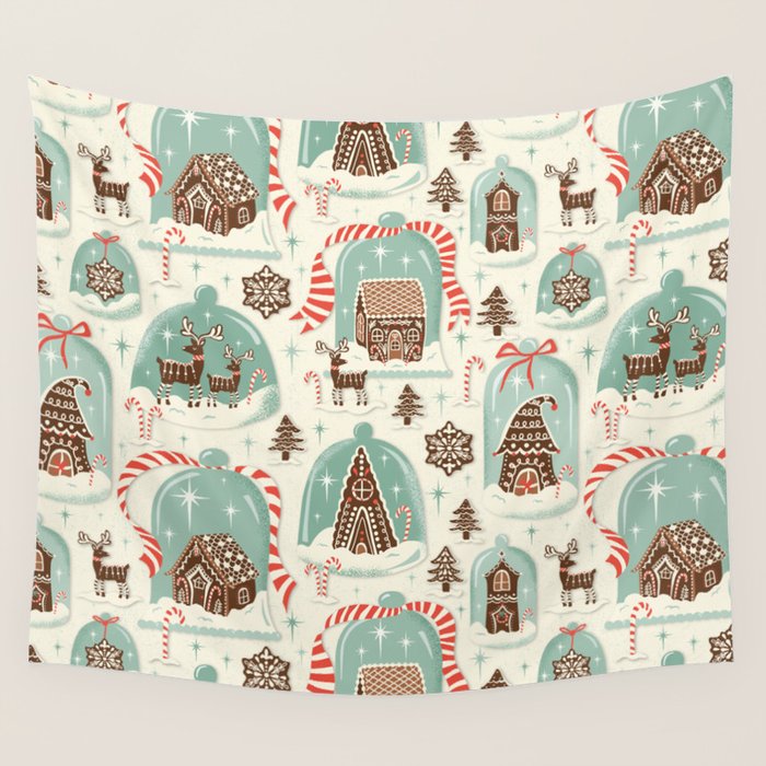 Gingerbread Village Cream Wall Tapestry Gallery Image 1