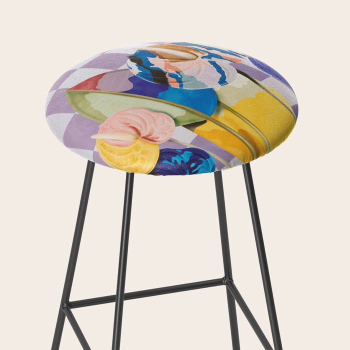 Modern artistic flowery tropical II Stool Gallery Image 2