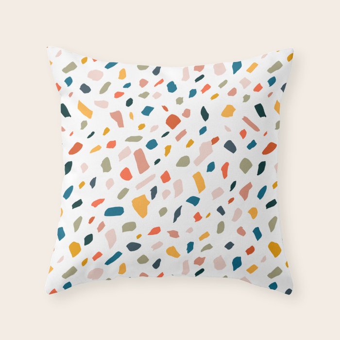 Terrazzo, Abstract Quirky Shapes Bohemian Modern Pattern Confetti Celebration Random Colorful Shapes Throw Pillow Gallery Image 6