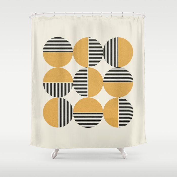 Circle pattern mid-century style Shower Curtain Gallery Image 1