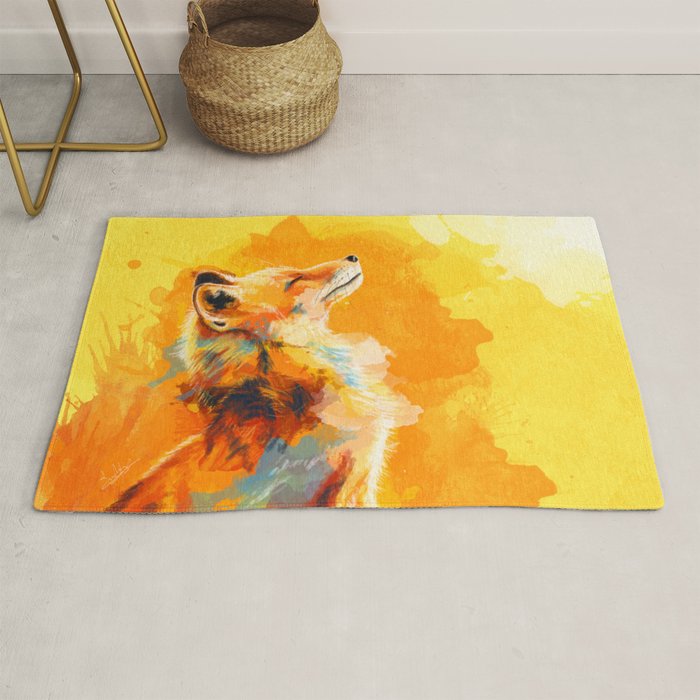 Blissful Light - Fox portrait Rug Gallery Image 1
