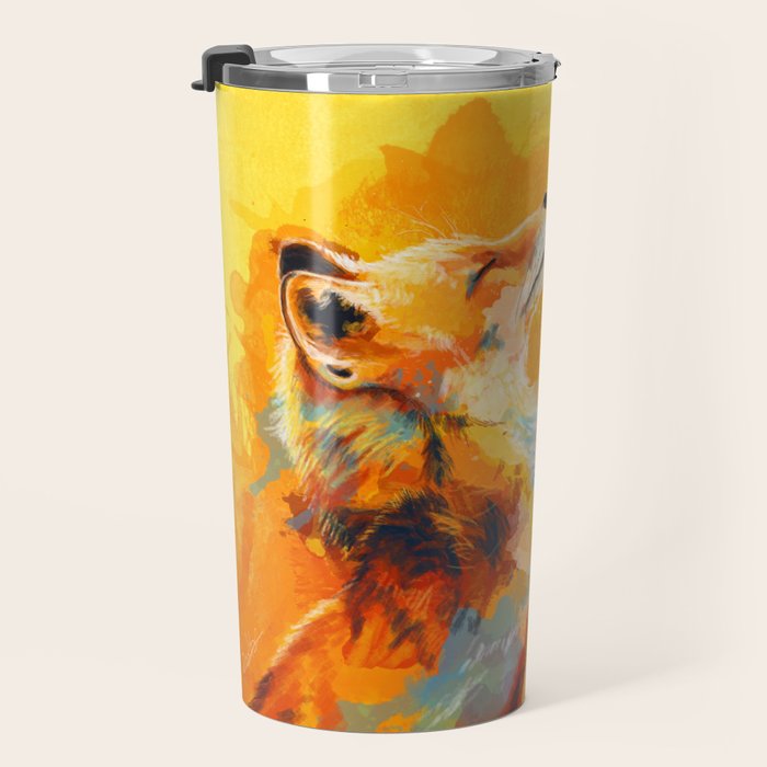 Blissful Light - Fox portrait Travel Mug Gallery Image 3