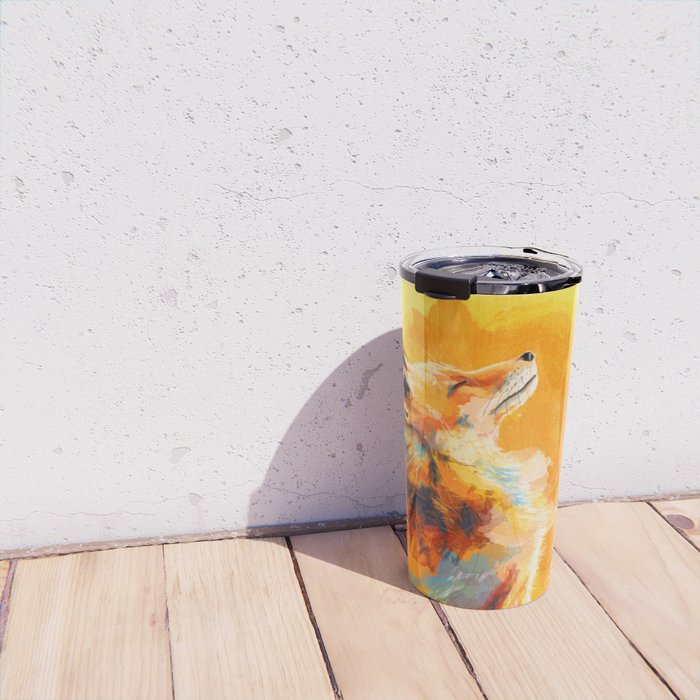Blissful Light - Fox portrait Travel Mug Gallery Image 4
