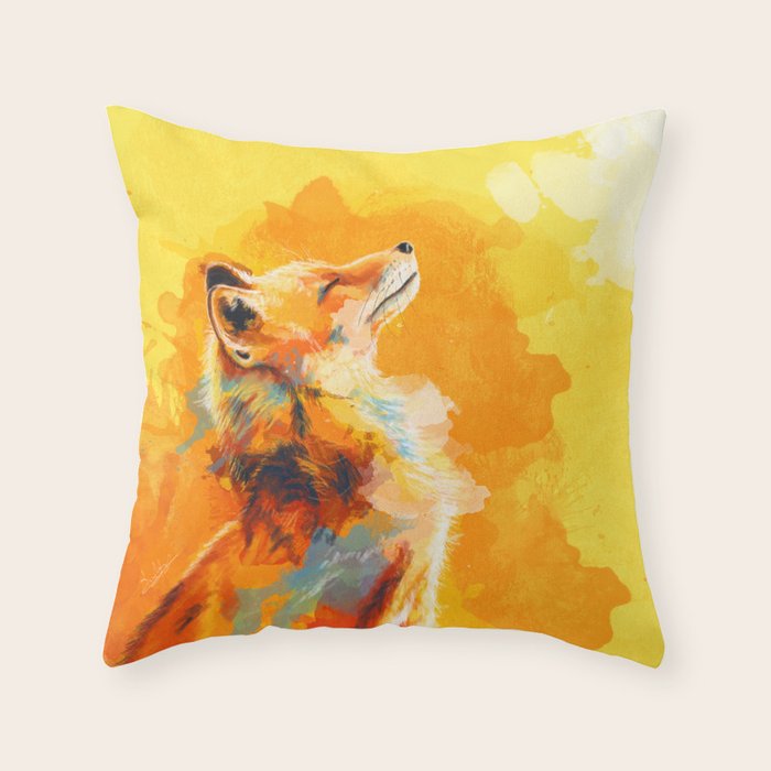 Blissful Light - Fox portrait Throw Pillow Gallery Image 6