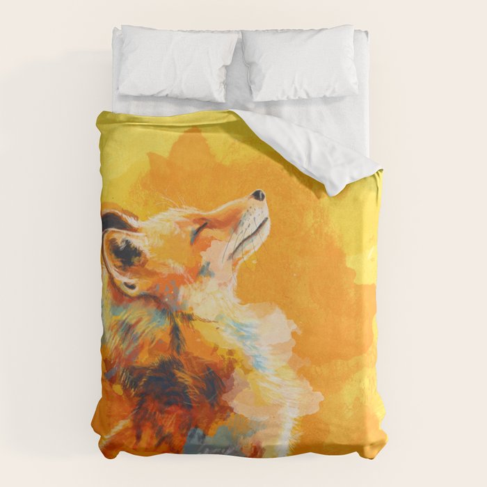 Blissful Light - Fox portrait Duvet Cover Gallery Image 1
