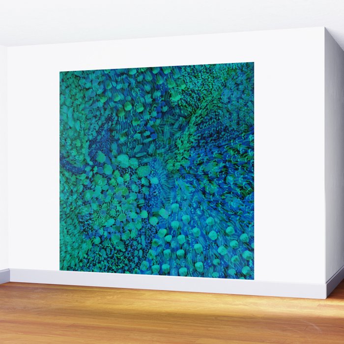 Peacock Watercolor Painting Wall Mural Gallery Image 2