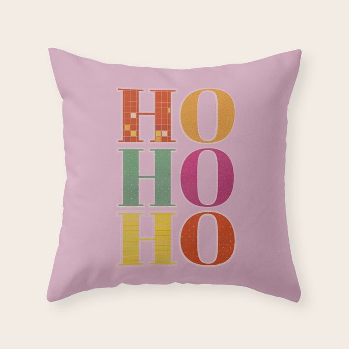 HO HO HO Festive Letters Throw Pillow Gallery Image 6