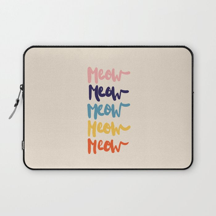 Meow Meow says the cat - typography Laptop Sleeve Gallery Image 1