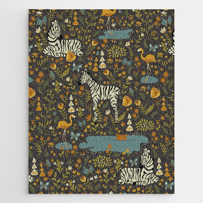 Zebras in Wild Fall Garden Jigsaw Puzzle Gallery Image 1