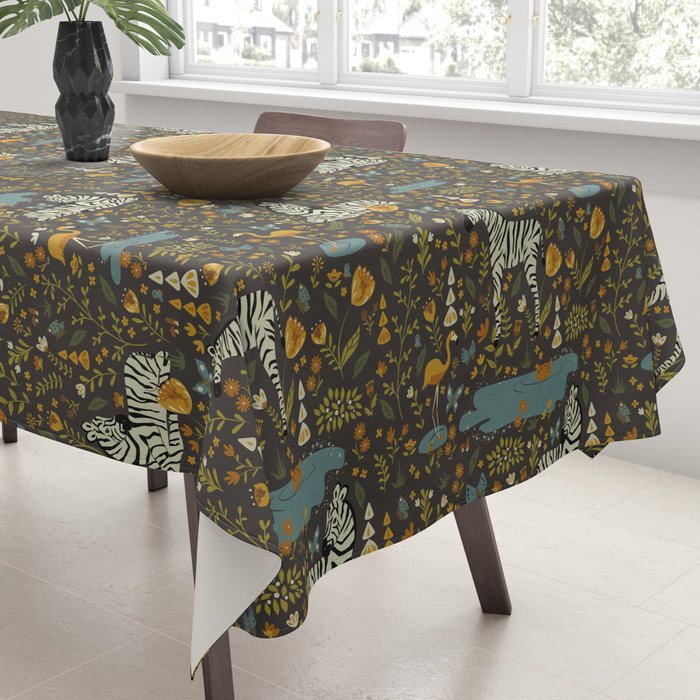 Zebras in Wild Fall Garden Tablecloth Gallery Image 3