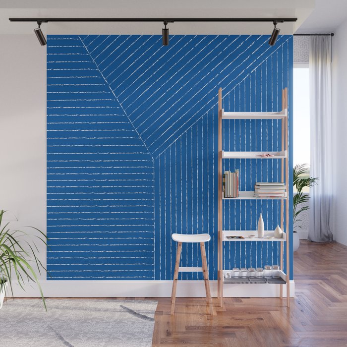 Lines (Sapphire Blue) Wall Mural Gallery Image 1