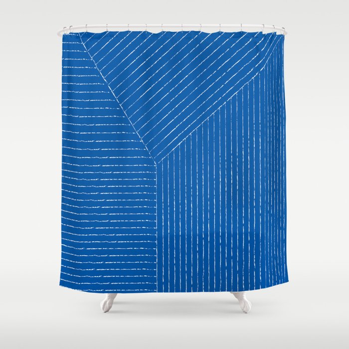 Lines (Sapphire Blue) Shower Curtain Gallery Image 1