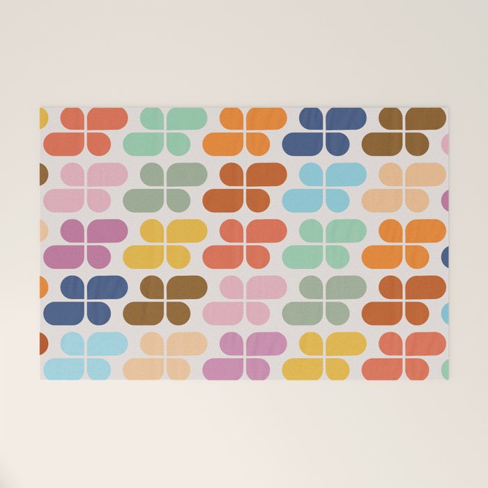 Retro Shapes Geometry Pattern Welcome Mat Gallery Image 1