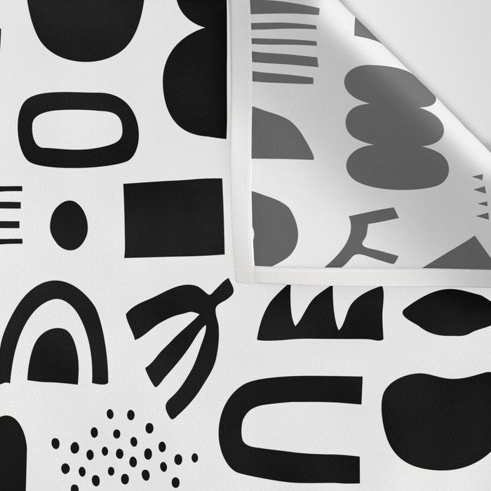 Black and white abstract organic shape pattern Wall Tapestry Gallery Image 3