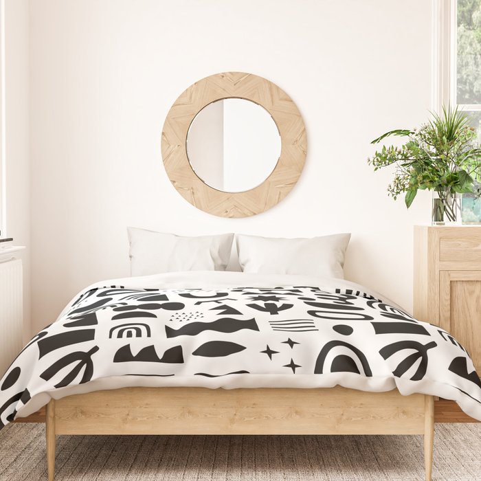 Black and white abstract organic shape pattern Duvet Cover Gallery Image 3