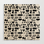 Black and white abstract organic shape pattern Wood Wall Art Gallery Image 1