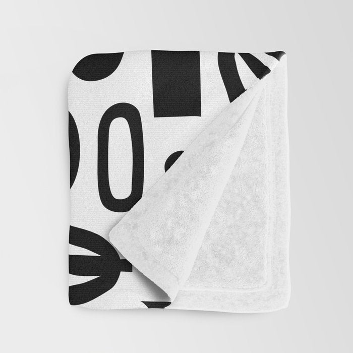 Black and white abstract organic shape pattern Throw Blanket Gallery Image 3