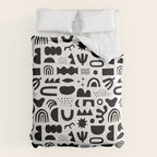 Black and white abstract organic shape pattern Comforter Gallery Image 6