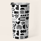 Black and white abstract organic shape pattern Travel Mug Gallery Image 3