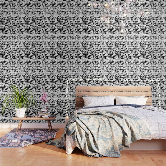 Black and white abstract organic shape pattern Wallpaper Gallery Image 3
