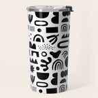 Black and white abstract organic shape pattern Travel Mug Gallery Image 2
