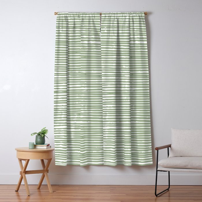 Abstract Stripes, Sage Green, Boho Wall Art Window Curtain Gallery Image 1