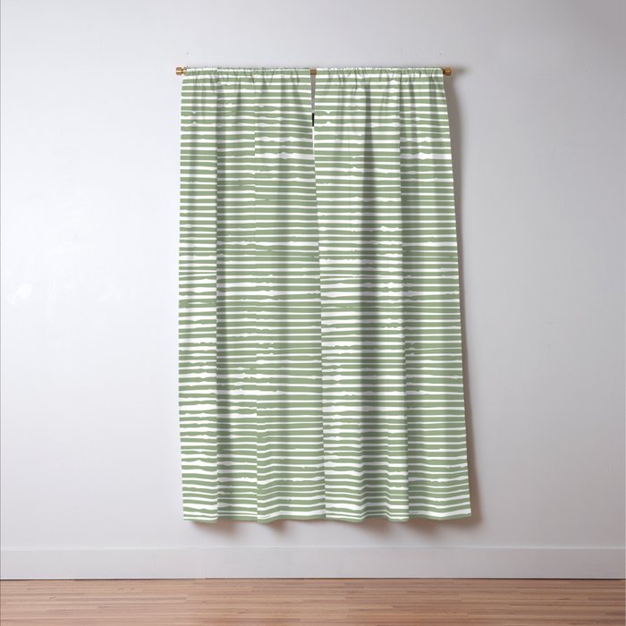 Abstract Stripes, Sage Green, Boho Wall Art Window Curtain Gallery Image 3