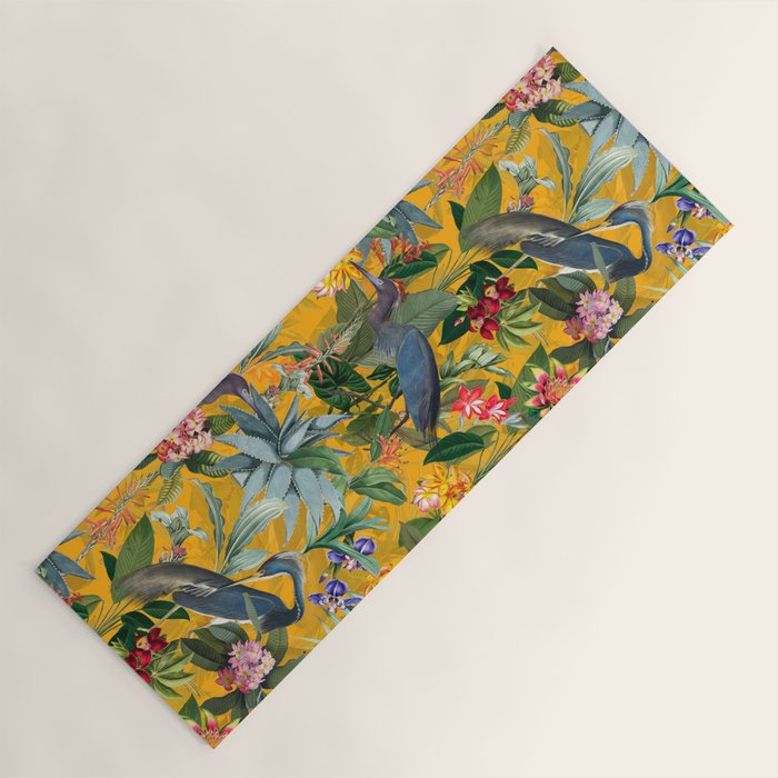 Vintage & Shabby Chic - Sunny Tropical Garden Blue Heron Yoga Mat Gallery Image 1