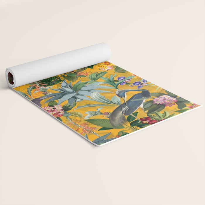 Vintage & Shabby Chic - Sunny Tropical Garden Blue Heron Yoga Mat Gallery Image 2