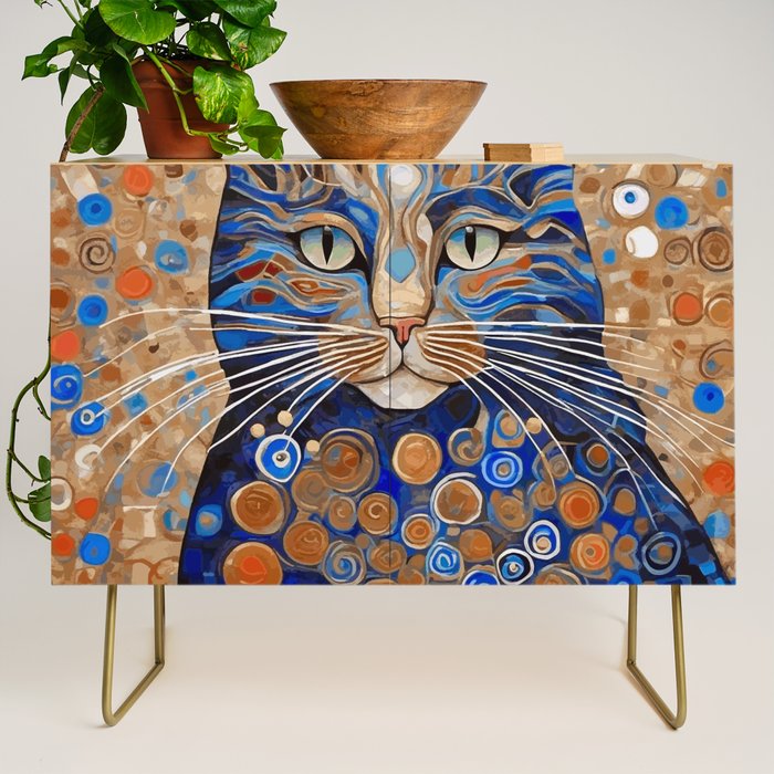 Klimt Cat with Garden Flowers Credenza Gallery Image 1