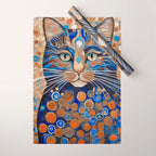 Klimt Cat with Garden Flowers Wrapping Paper Gallery Image 1