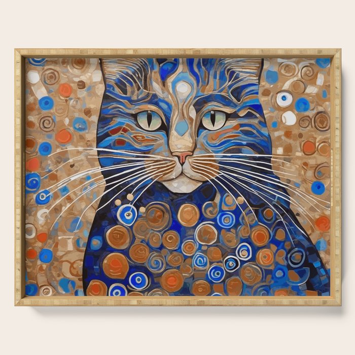 Klimt Cat with Garden Flowers Serving Tray Gallery Image 1