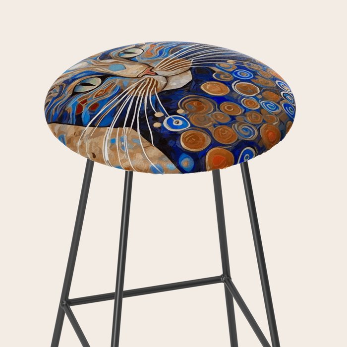 Klimt Cat with Garden Flowers Stool Gallery Image 2