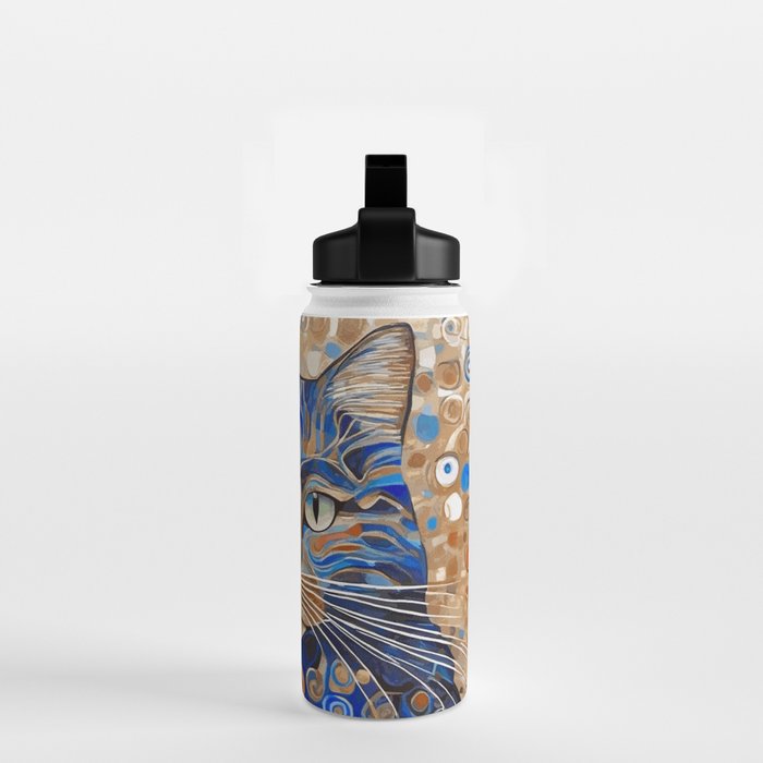 Klimt Cat with Garden Flowers Water Bottle Gallery Image 2