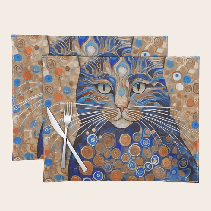 Klimt Cat with Garden Flowers Placemat Gallery Image 1