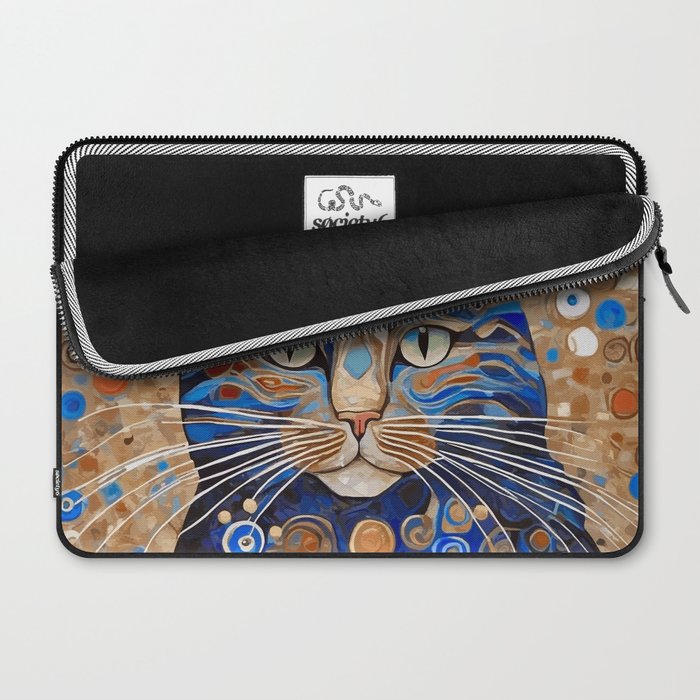 Klimt Cat with Garden Flowers Laptop Sleeve Gallery Image 2