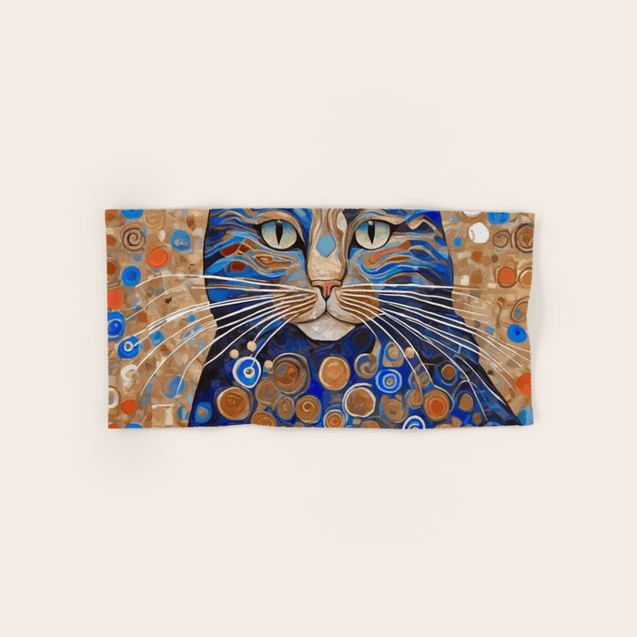 Klimt Cat with Garden Flowers Bath Towel Gallery Image 1