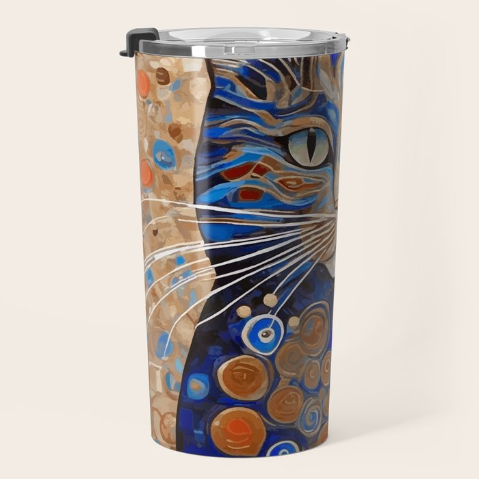 Klimt Cat with Garden Flowers Travel Mug Gallery Image 3