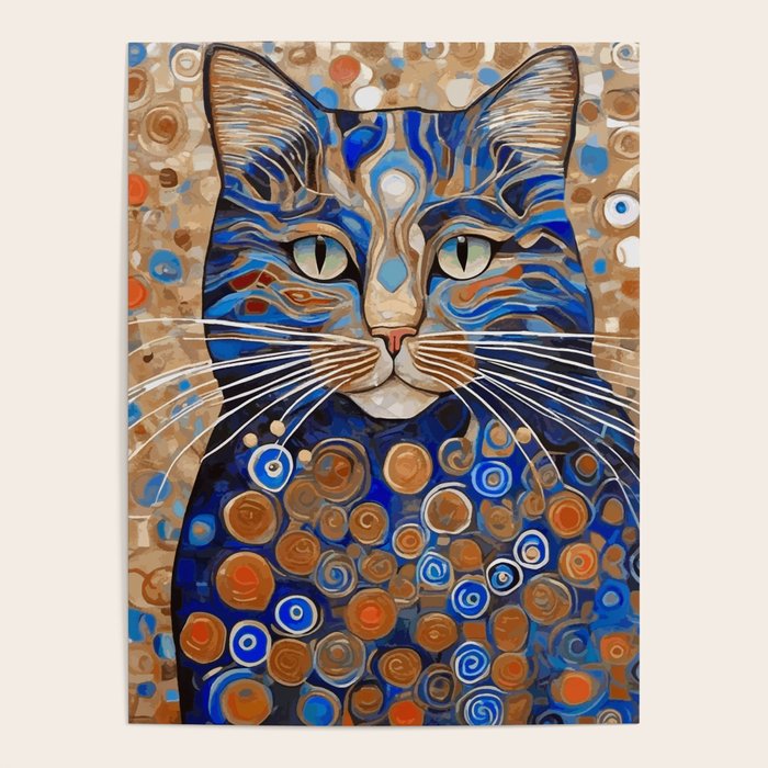 Klimt Cat with Garden Flowers Poster Gallery Image 4