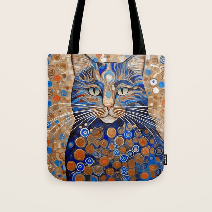 Klimt Cat with Garden Flowers Tote Bag Gallery Image 1