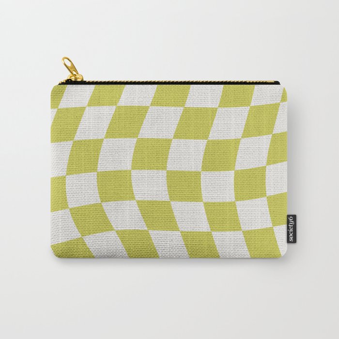 Warped Check Pattern Lime Carry All Pouch Gallery Image 1