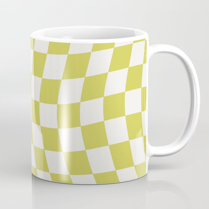 Warped Check Pattern Lime Coffee Mug Gallery Image 1