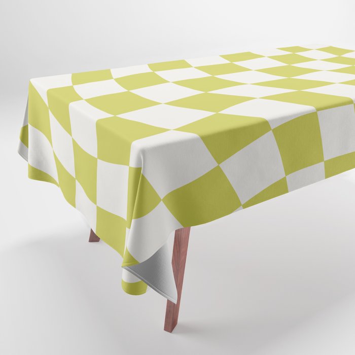 Warped Check Pattern Lime Tablecloth Gallery Image 1